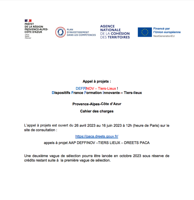 FAQ Appel A Projet DEFFINOV Tiers-Lieux PACA